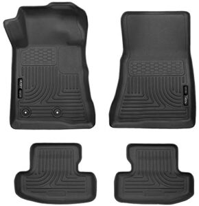 husky liners weatherbeater floor mats | fits 2015 - 2024 ford mustang | front & 2nd row, 3-pc black - 99371