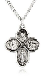 heartland store 4 way cross .925 sterling silver pendant + 24 inch rhodium plated chain & clasp