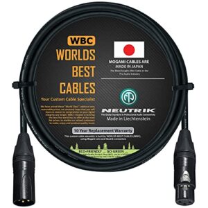 10 foot - balanced microphone cable custom made by worlds best cables - using mogami 2549 (black) wire and neutrik nc3mxx-b & nc3fxx-b gold xlr plugs