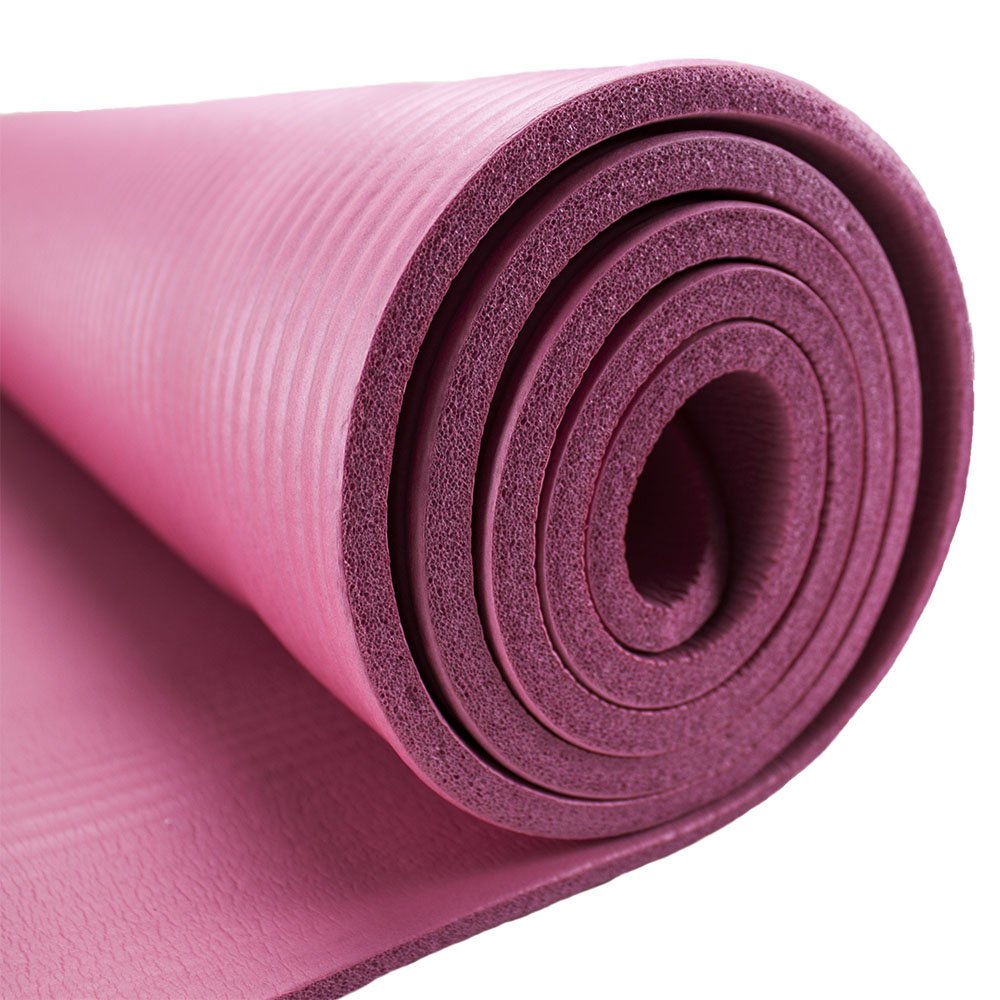 Crown Sporting Goods 3/8-inch (8mm) Professional Yoga Mat with No-Slip Ridges and Travel Shoulder Sling (Pink)