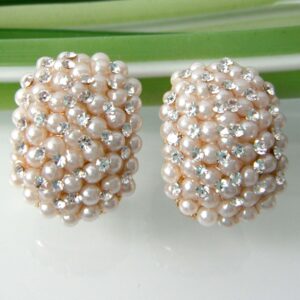 Navachi 18k Gold Plated Little Pearl White Crystal Omega Az1875o Earrings