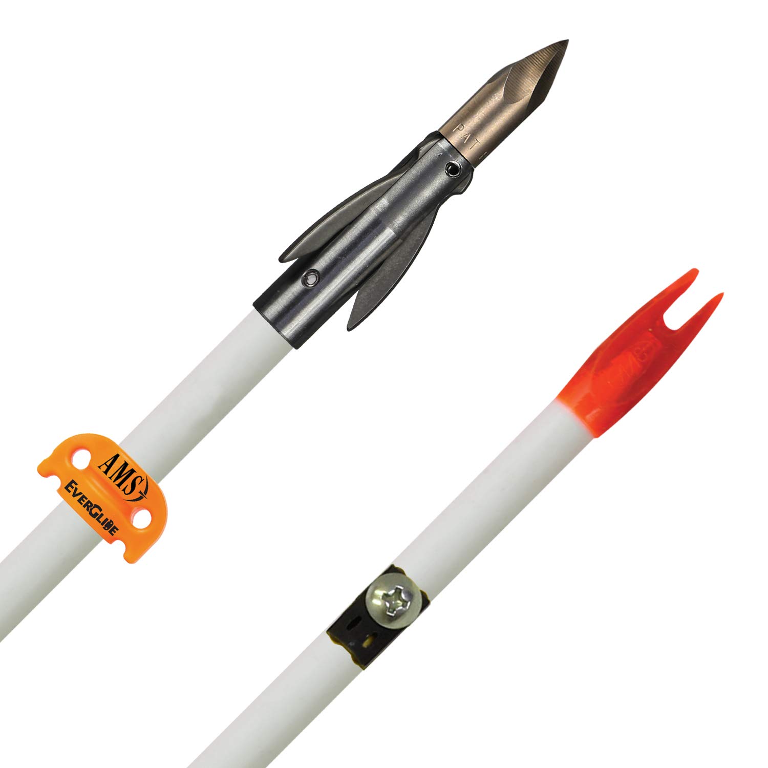 AMS Bowfishing A206-Wht Fiberglass Arrow Ankorfx Point, Shaft & Safety Slide