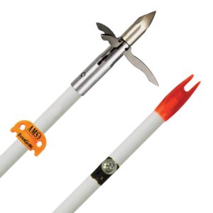 AMS Bowfishing A206-Wht Fiberglass Arrow Ankorfx Point, Shaft & Safety Slide