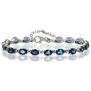 silvershake 16.32ct genuine london blue topaz 925 sterling silver victorian style 7.5 to 9 inch adjustable bracelet