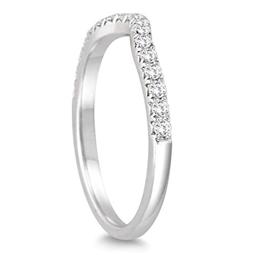 SZUL 1/4 Carat TW Curved Diamond Wedding Band in 14K White Gold