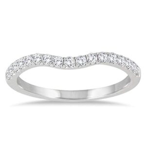 SZUL 1/4 Carat TW Curved Diamond Wedding Band in 14K White Gold