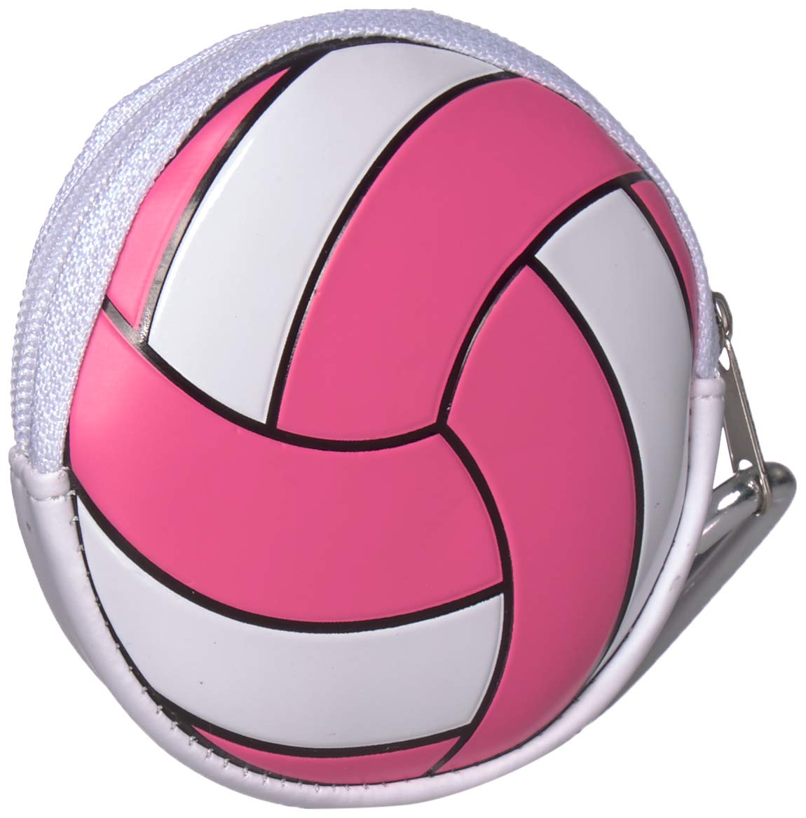 Tandem Sport Volleyball Coin Purse - White & Pink Volleyball Themed Wallet with Zipper Closure - Volleyball Gift Ideas - Gifts for Volleyball Players - Volleyball Accessories - Girls Volleyball Gifts