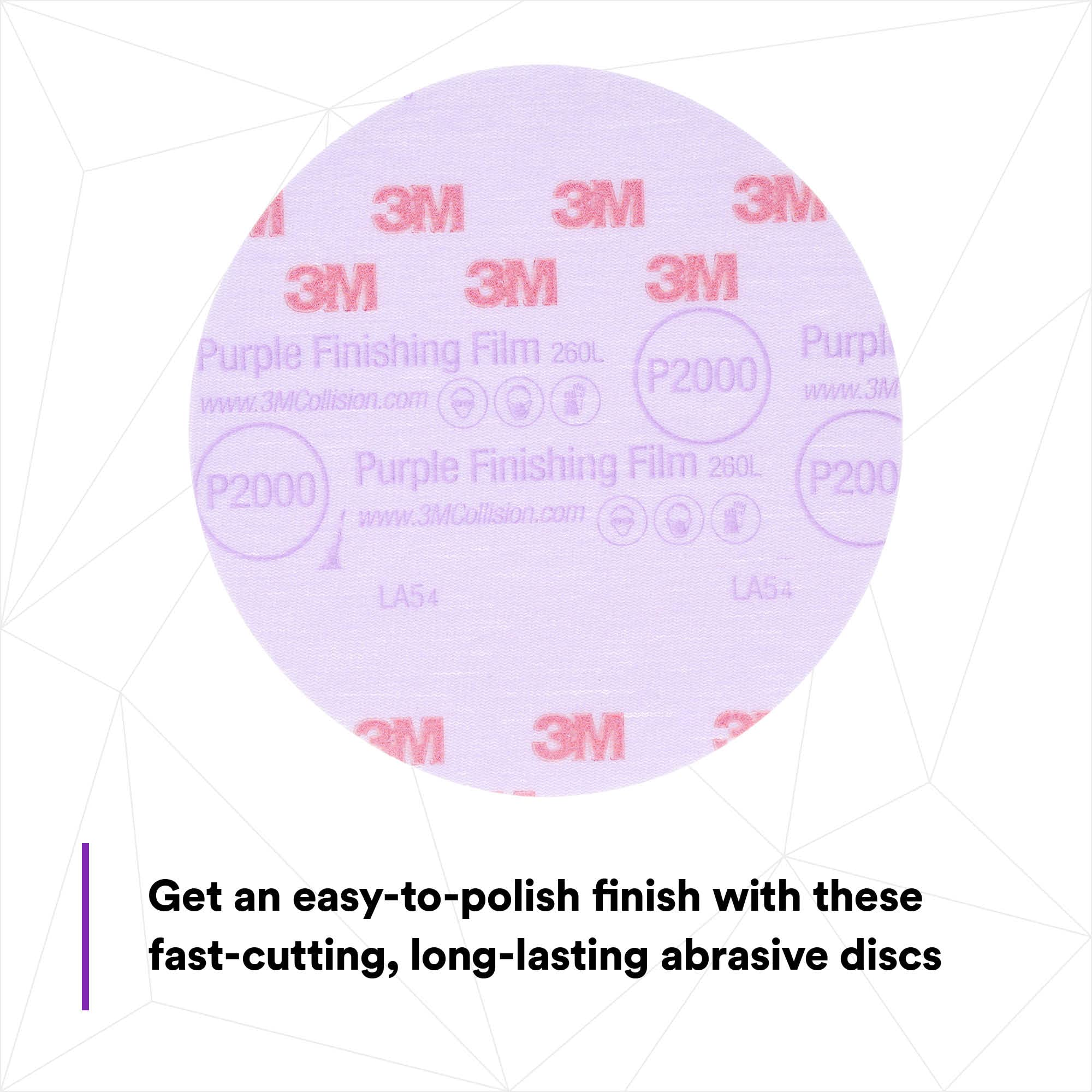 3M Hookit Purple Finishing Film Abrasive Disc 30666, 6 in, 2000+ Grade, 50 Pack, Clear Coat Sanding, Paint Finishing, Defect Removal, Long Lasting