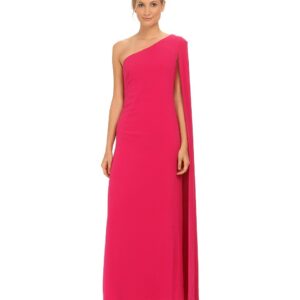 Jill Jill Stuart Women's Cape One-Shoulder Gown, Hot Pink, 2