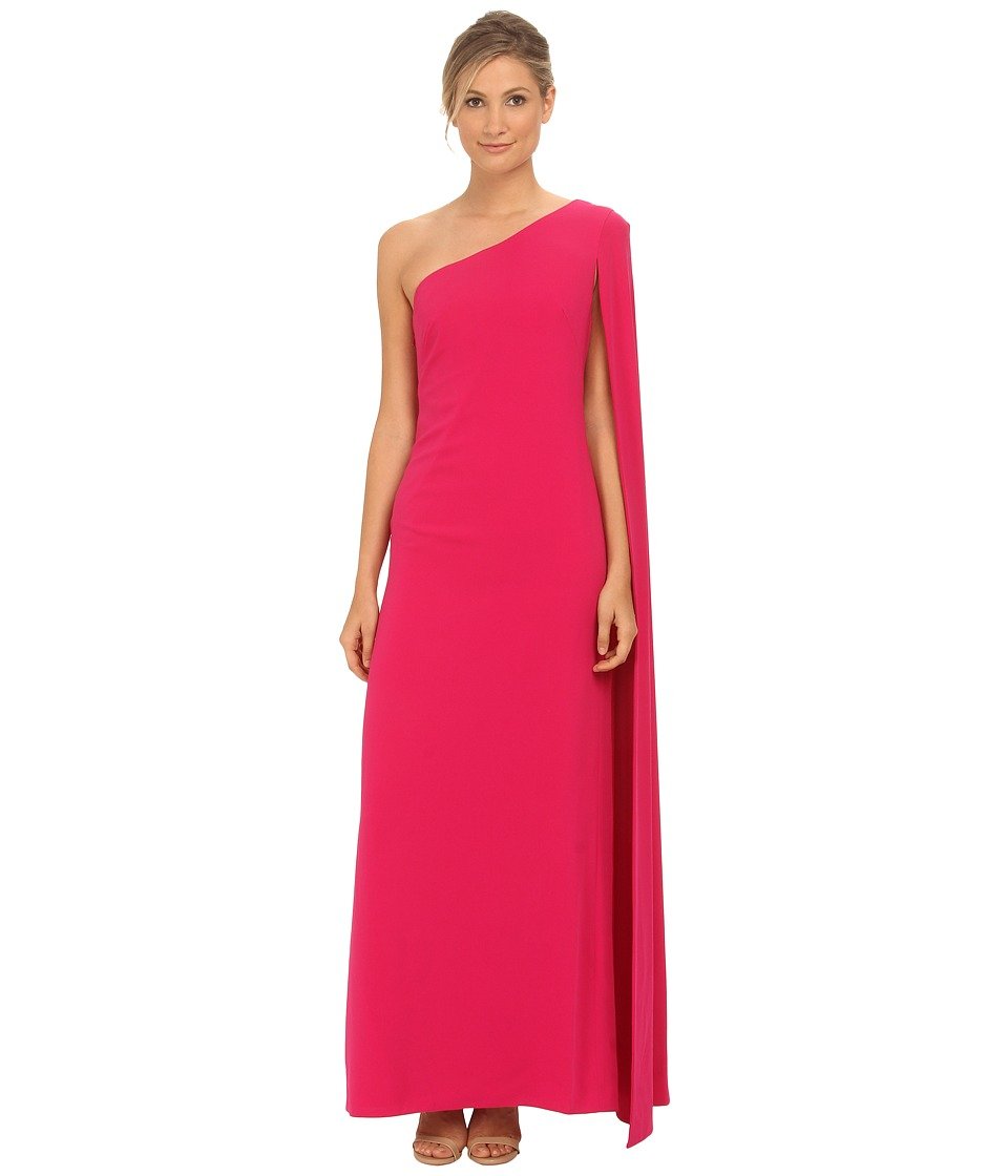 Jill Jill Stuart Women's Cape One-Shoulder Gown, Hot Pink, 2