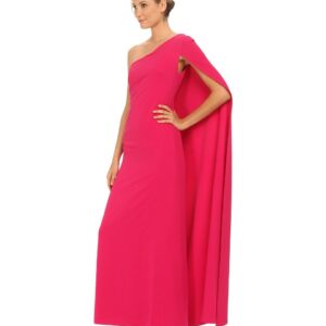 Jill Jill Stuart Women's Cape One-Shoulder Gown, Hot Pink, 2