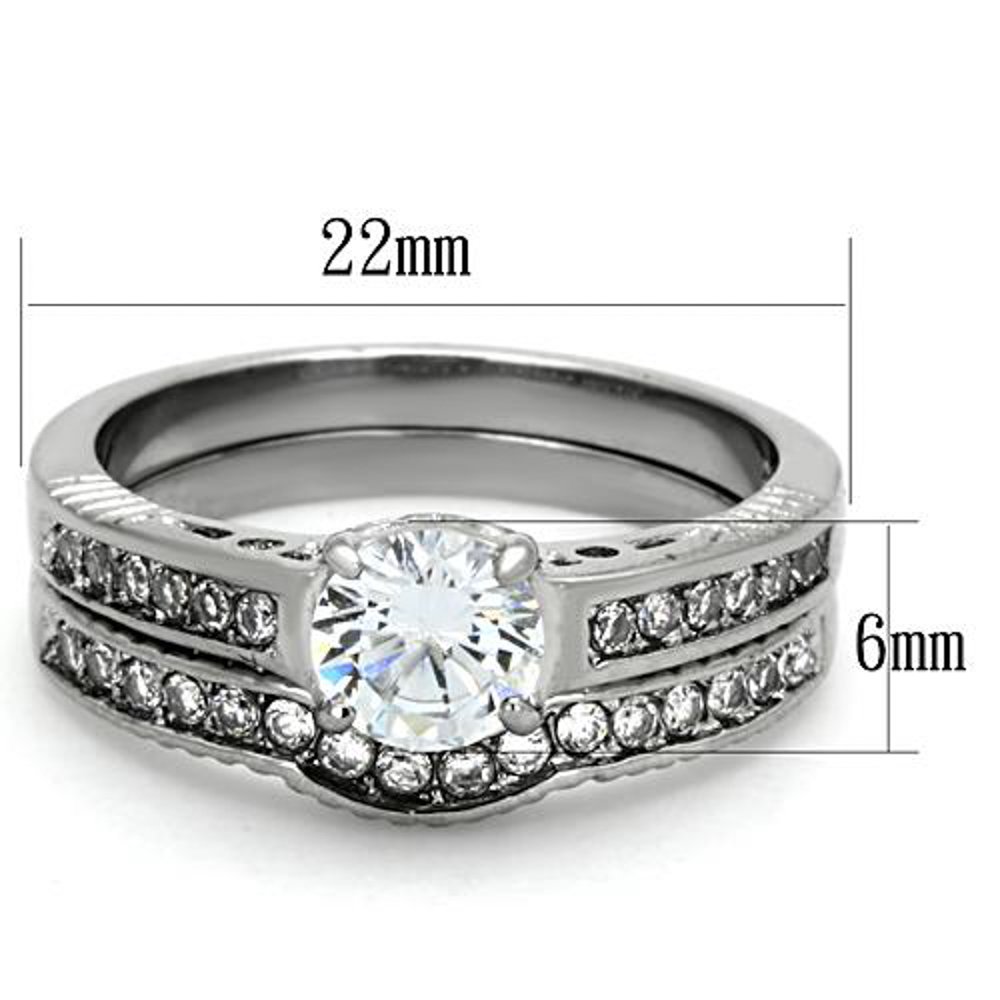 Marimor Jewelry 1.75 Carat Round Cut Cubic Zirconia Stainless Steel Wedding Ring Set Womens Size 10