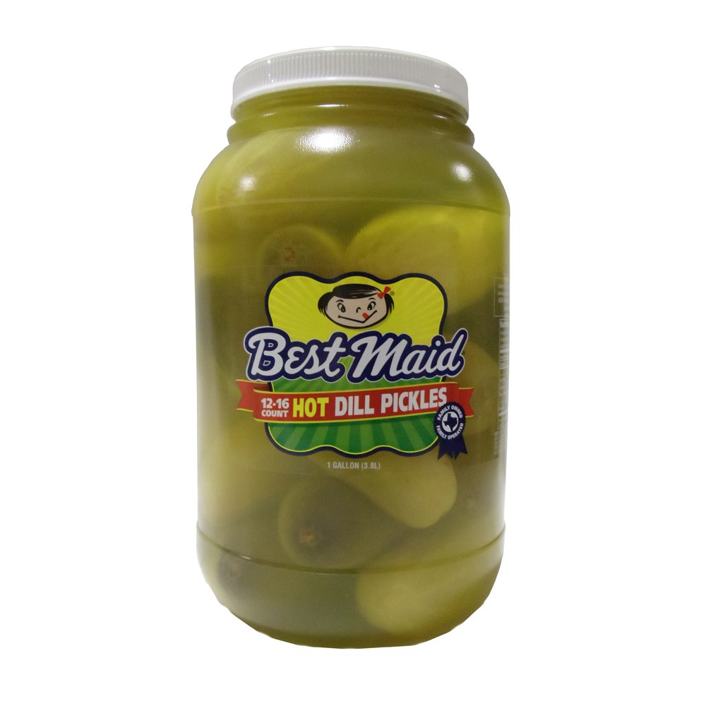 Hot and Spicy Pickle Whole Dill Pickles Fresh Pack, 1 Gallon Plastic Jar Best Maid