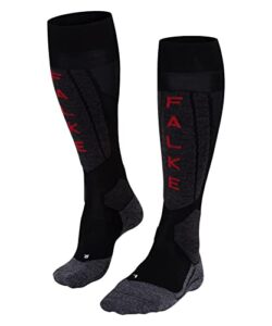 falke women's sk5 expert ski socks, knee high, ultra light cushion, winter athletic sock, breathable quick dry, silk, black (black-mix 3010), 9.5-10.5, 1 pair