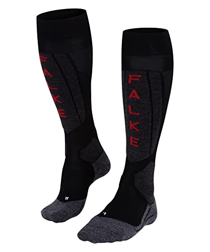 FALKE Women's SK5 Expert Ski Socks, Knee High, Ultra Light Cushion, Winter Athletic Sock, Breathable Quick Dry, Silk, Black (Black-Mix 3010), 9.5-10.5, 1 Pair