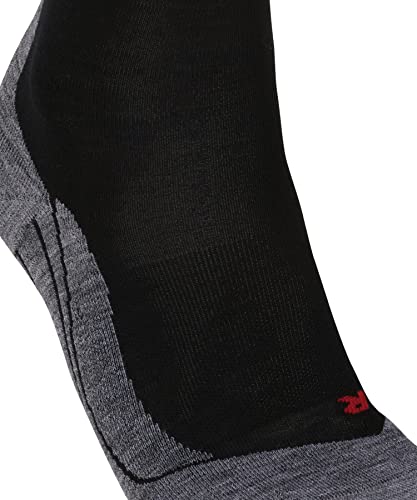 FALKE Women's RU4 Endurance Wool Running Socks, Mid Calf, Medium Cushion, Athletic, Breathable Quick Dry, Merino Wool, Black (Black-Mix 3010), 5-6, 1 Pair