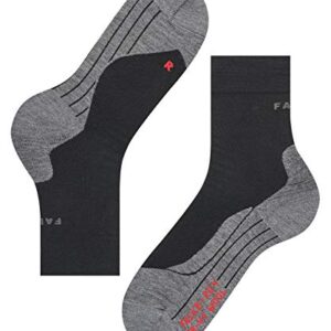 FALKE Men's RU4 Endurance Wool Running Socks, Mid Calf, Medium Cushion, Athletic, Breathable Quick Dry, Merino Wool, Black (Black-Mix 3010), 9-10, 1 Pair