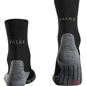 FALKE Men's RU4 Endurance Wool Running Socks, Mid Calf, Medium Cushion, Athletic, Breathable Quick Dry, Merino Wool, Black (Black-Mix 3010), 9-10, 1 Pair