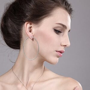 Gem Stone King 3.5 Inch Stainless Steel Silver Tone Hoop Earrings For Women