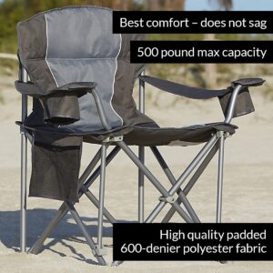 LivingXL 500-lb. Capacity Heavy-Duty Portable Chair Charcoal 500 lb