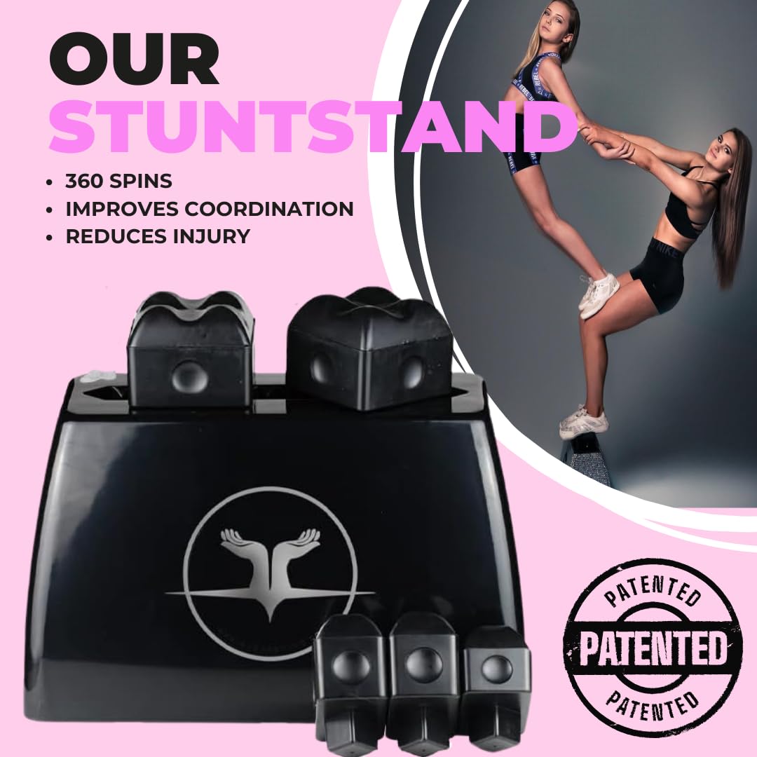 STUNT STAND® Cheerleading Balance & Flexibility Stunt Training Equipment - Increase Stunt Awareness SAFELY on the Ground - FREE Training Video Links Included - Black