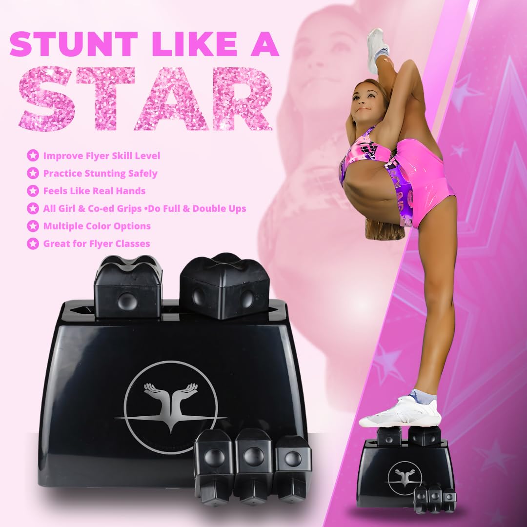 STUNT STAND® Cheerleading Balance & Flexibility Stunt Training Equipment - Increase Stunt Awareness SAFELY on the Ground - FREE Training Video Links Included - Black