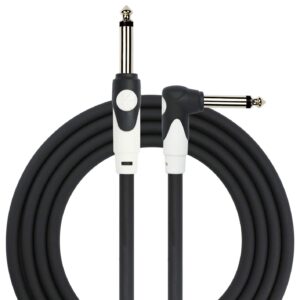 kirlin cable lgi-202-10/bk 10-feet straight to right angle 1/4-inch plug lightgear instrument cable with black pvc jacket