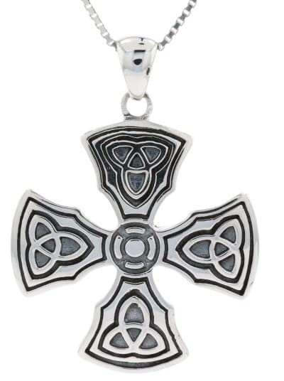 Jewelry Trends Celtic Trinity Knights Templar Cross Steling Silver Pendant Necklace 22"