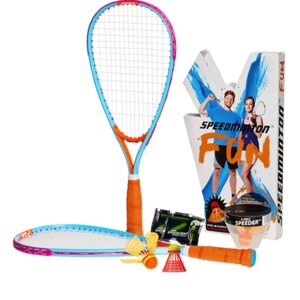 Speedminton SM01-FUN-10 FUN Set - Alternative to beach ball, spike ball, badminton, incl. 1 HELI and one FUN Speeder, perfect for the beach, park or backyard, Blue Orange