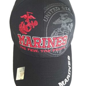 U.S. Marines Corps Official Licensed Emblem Baseball Cap Hat Visor 3D Embroidery (Black)