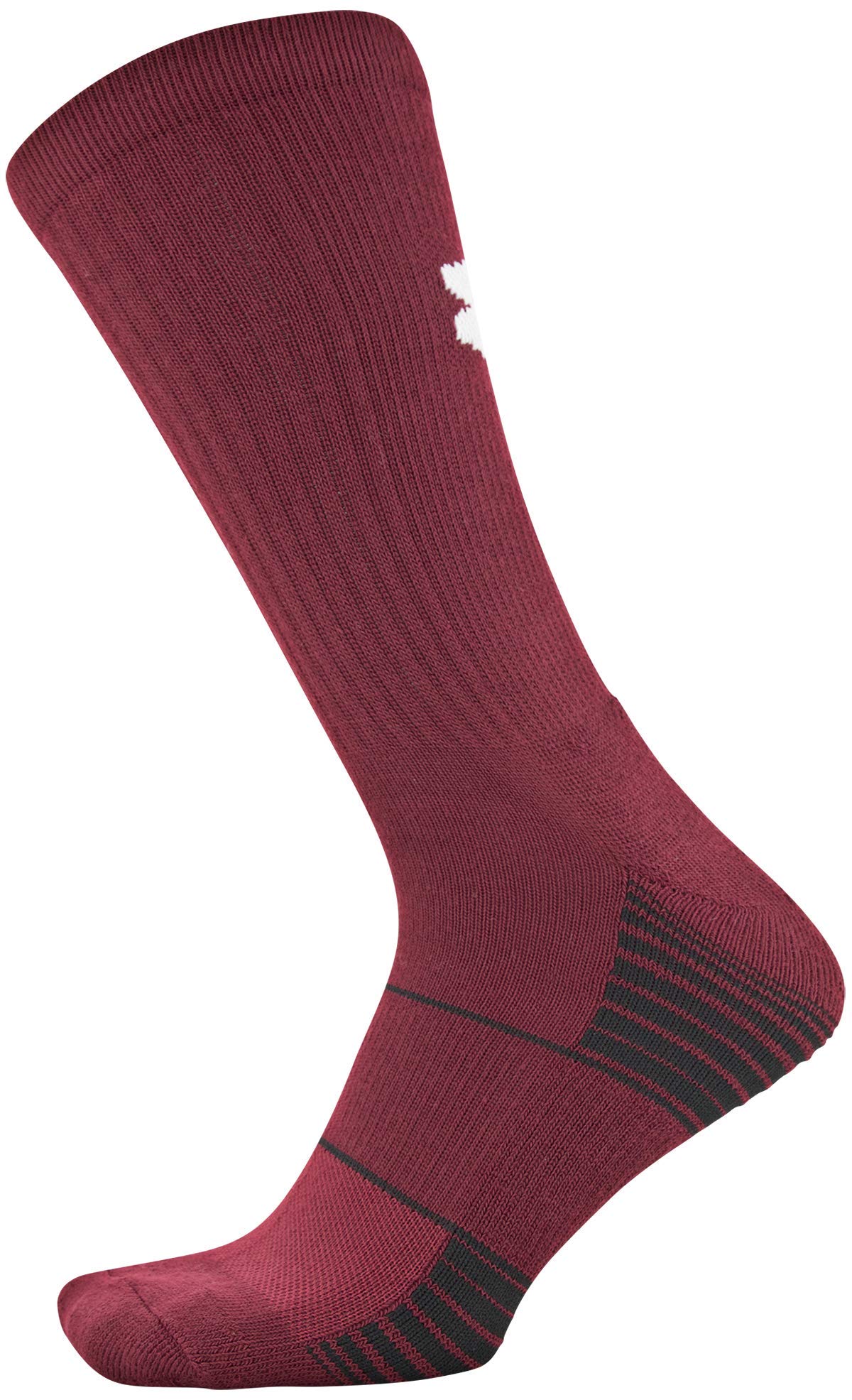 Under Armour Team Crew Socks, 1-pair, Cardinal, Shoe Size: Mens 4-8, Womens 6-9