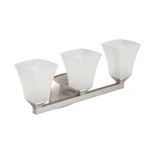 Moen Voss Brushed Nickel 3-Light Dual-Mount Bathroom Vanity Fixture with Frosted Glass, Bath Lighting Above Sink, YB5163BN