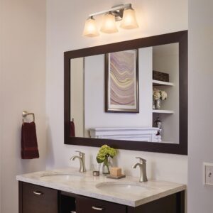 Moen Voss Brushed Nickel 3-Light Dual-Mount Bathroom Vanity Fixture with Frosted Glass, Bath Lighting Above Sink, YB5163BN