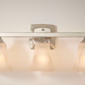 Moen Voss Brushed Nickel 3-Light Dual-Mount Bathroom Vanity Fixture with Frosted Glass, Bath Lighting Above Sink, YB5163BN