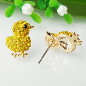 Navachi 18k Gold Plated Chicken Yellow Crystal Enamel Az1011s Stud Earrings