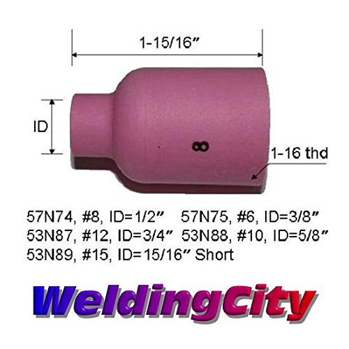 WeldingCity TIG Welding Torch Accessory Kit (3/32") Collet-LARGE Gas Lens-Ceramic Cup-Gasket-Back Cap for Torch 17, 18 and 26 Weldcraft Miller Lincoln Hobart ESAB AHP (T18)