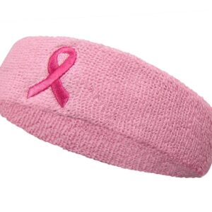 Pink Breast Cancer Awareness Ribbon Embroidery Headband(Head Sweatband) - Ribbon