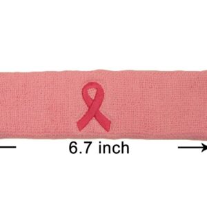 Pink Breast Cancer Awareness Ribbon Embroidery Headband(Head Sweatband) - Ribbon