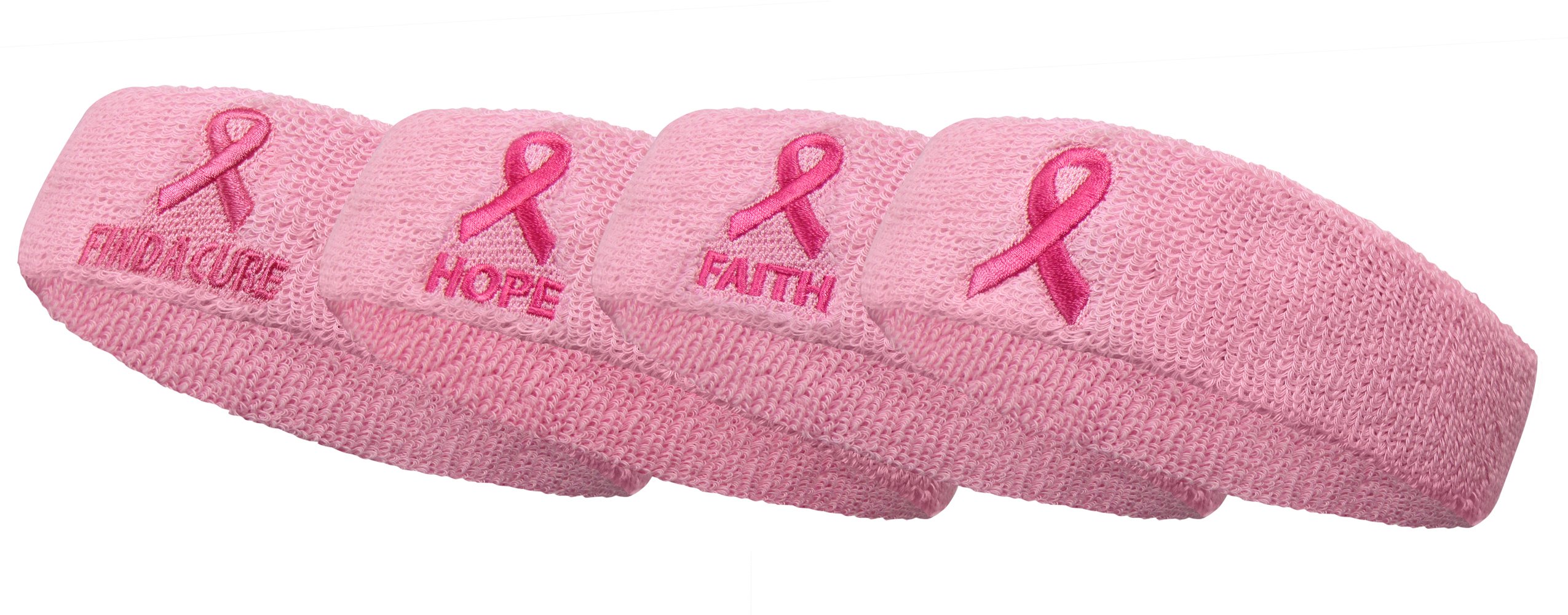 Pink Breast Cancer Awareness Ribbon Embroidery Headband(Head Sweatband) - Ribbon