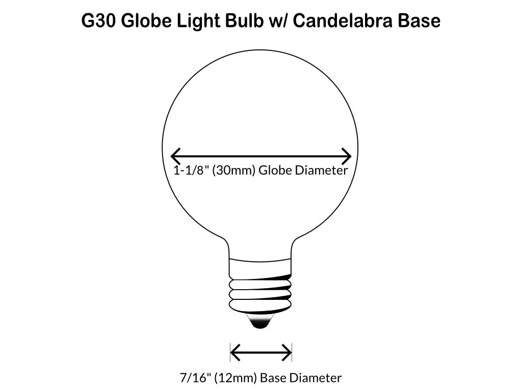 Sival - G30 replacement globe light bulb, clear, candelabra base (E12), 5 Watts, 25-pack