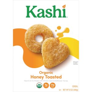 Kashi Cold Breakfast Cereal, Vegetarian, Organic Fiber Cereal, Honey Toasted, 12oz Box (1 Box)