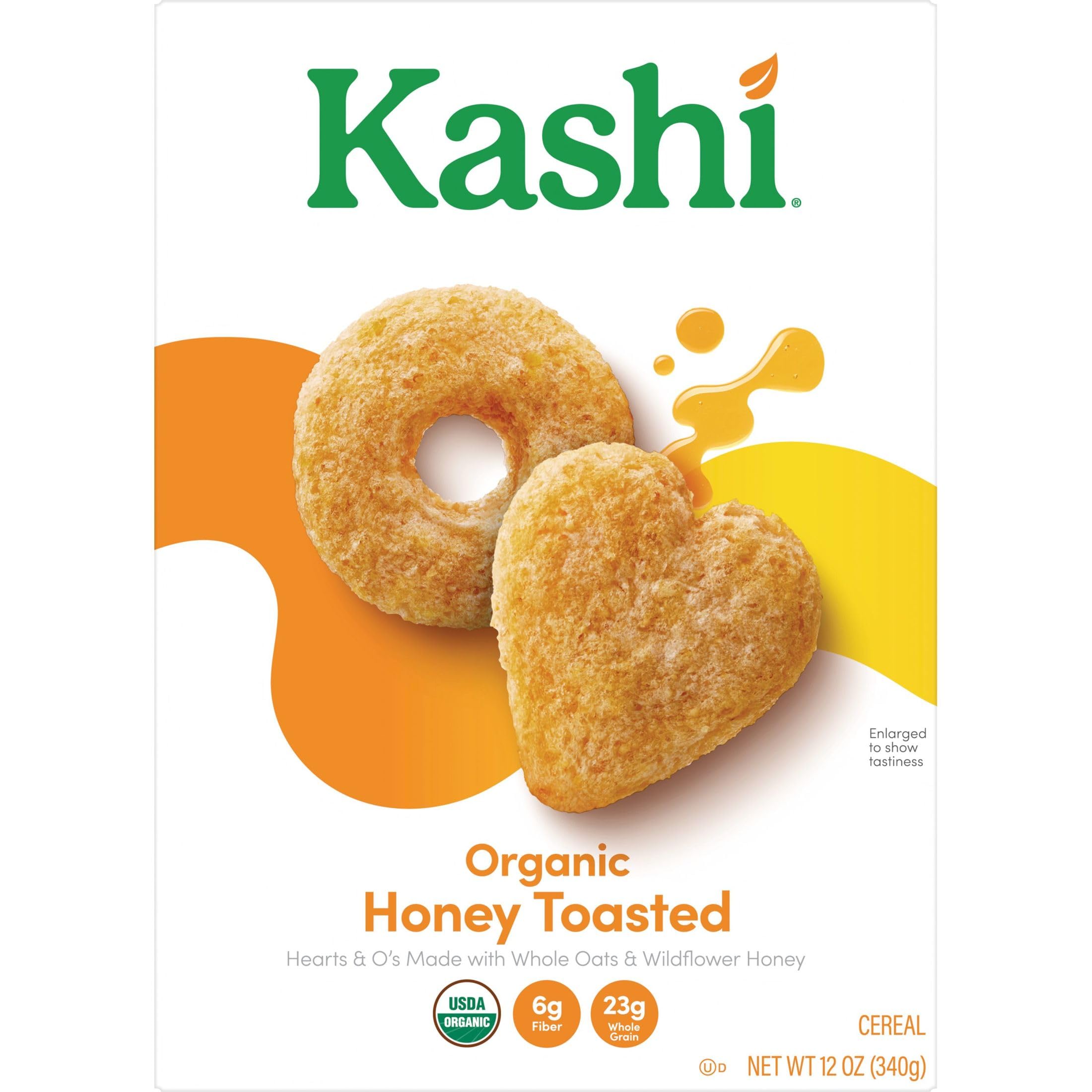 Kashi Cold Breakfast Cereal, Vegetarian, Organic Fiber Cereal, Honey Toasted, 12oz Box (1 Box)