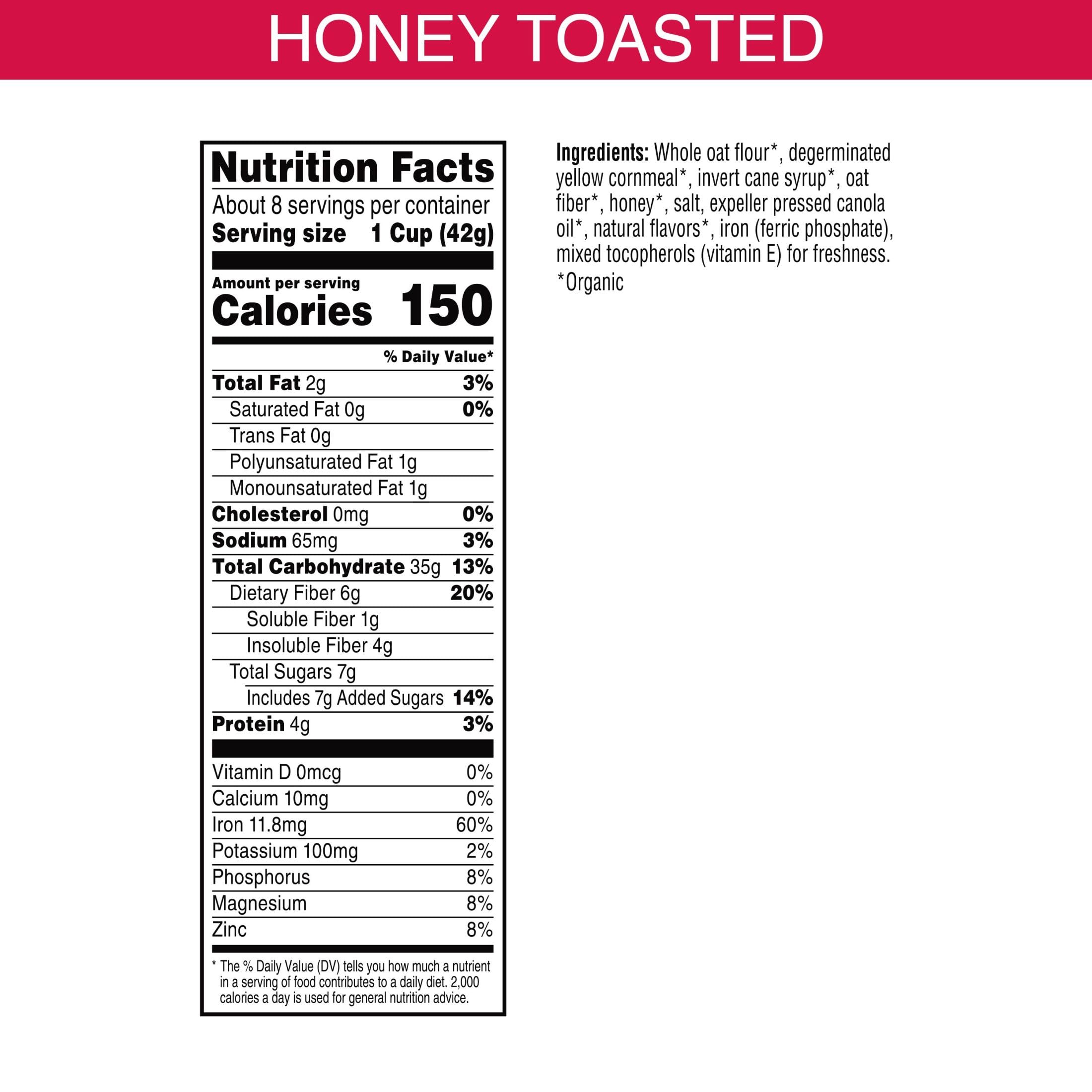 Kashi Cold Breakfast Cereal, Vegetarian, Organic Fiber Cereal, Honey Toasted, 12oz Box (1 Box)