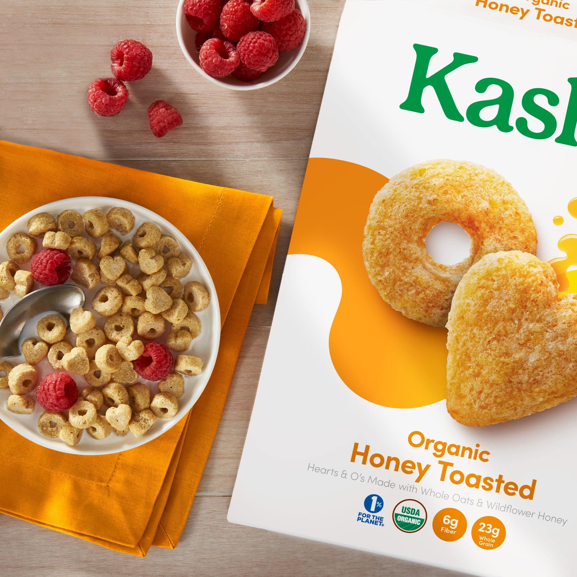 Kashi Cold Breakfast Cereal, Vegetarian, Organic Fiber Cereal, Honey Toasted, 12oz Box (1 Box)