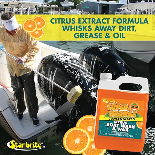 STAR BRITE Super Orange Citrus Boat Wash & Wax - Premium Concentrated Formula for Ultimate Shine & Protection - 128 OZ Gallon (094600)