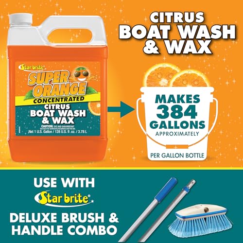 STAR BRITE Super Orange Citrus Boat Wash & Wax - Premium Concentrated Formula for Ultimate Shine & Protection - 128 OZ Gallon (094600)