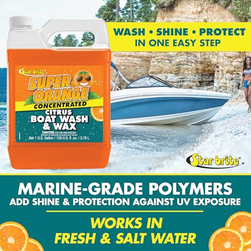 STAR BRITE Super Orange Citrus Boat Wash & Wax - Premium Concentrated Formula for Ultimate Shine & Protection - 128 OZ Gallon (094600)