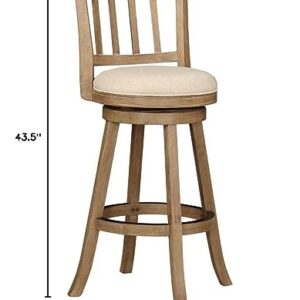 Boraam Sheldon Bar Height Stool, 1 Pack, 29-Inch, 1-Pack, Driftwood Wire-Brush and Ivory