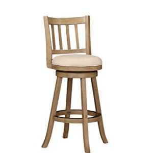 Boraam Sheldon Bar Height Stool, 1 Pack, 29-Inch, 1-Pack, Driftwood Wire-Brush and Ivory