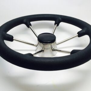 Pactrade Marine Boat SS304 Steering Wheel with Sleeve 6 Spoke, Black